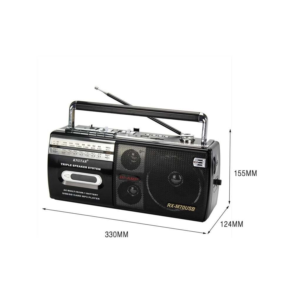 Tastech Knstar M-70BT Bluetooth + USB + Sd + Fm Radyo Kaset Çalar