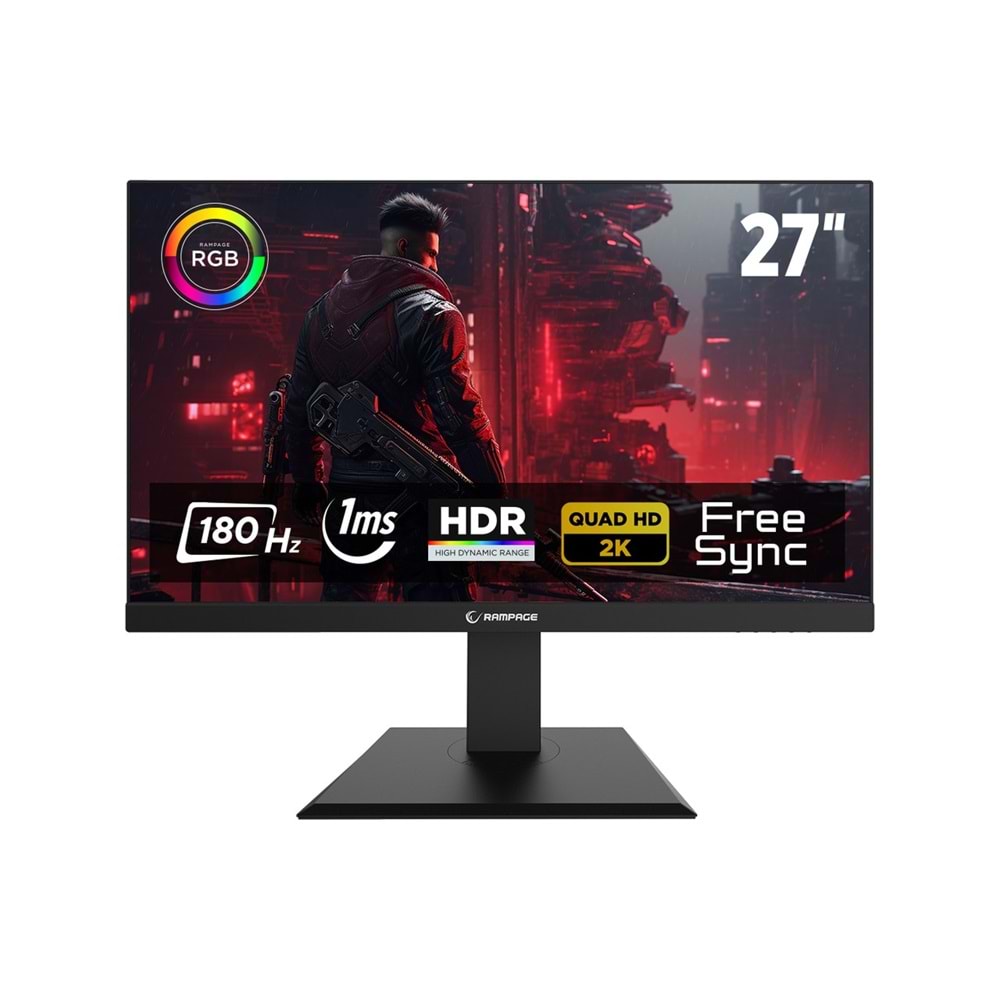 Rampage MIRACLE MC27RQ180 27'' 180Hz 1ms Fast IPS QHD 2K HDR Freesync Pivot PC Flat Oyuncu Monitörü