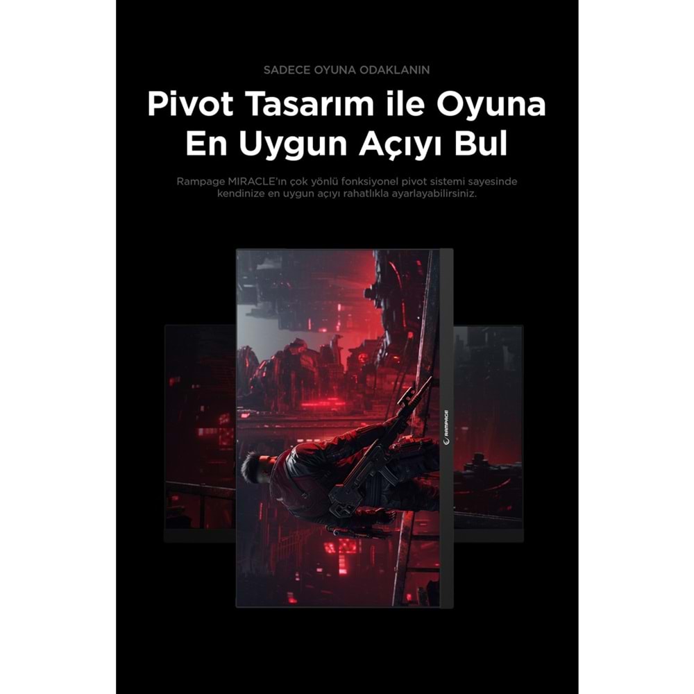 Rampage MIRACLE MC27RQ180 27'' 180Hz 1ms Fast IPS QHD 2K HDR Freesync Pivot PC Flat Oyuncu Monitörü