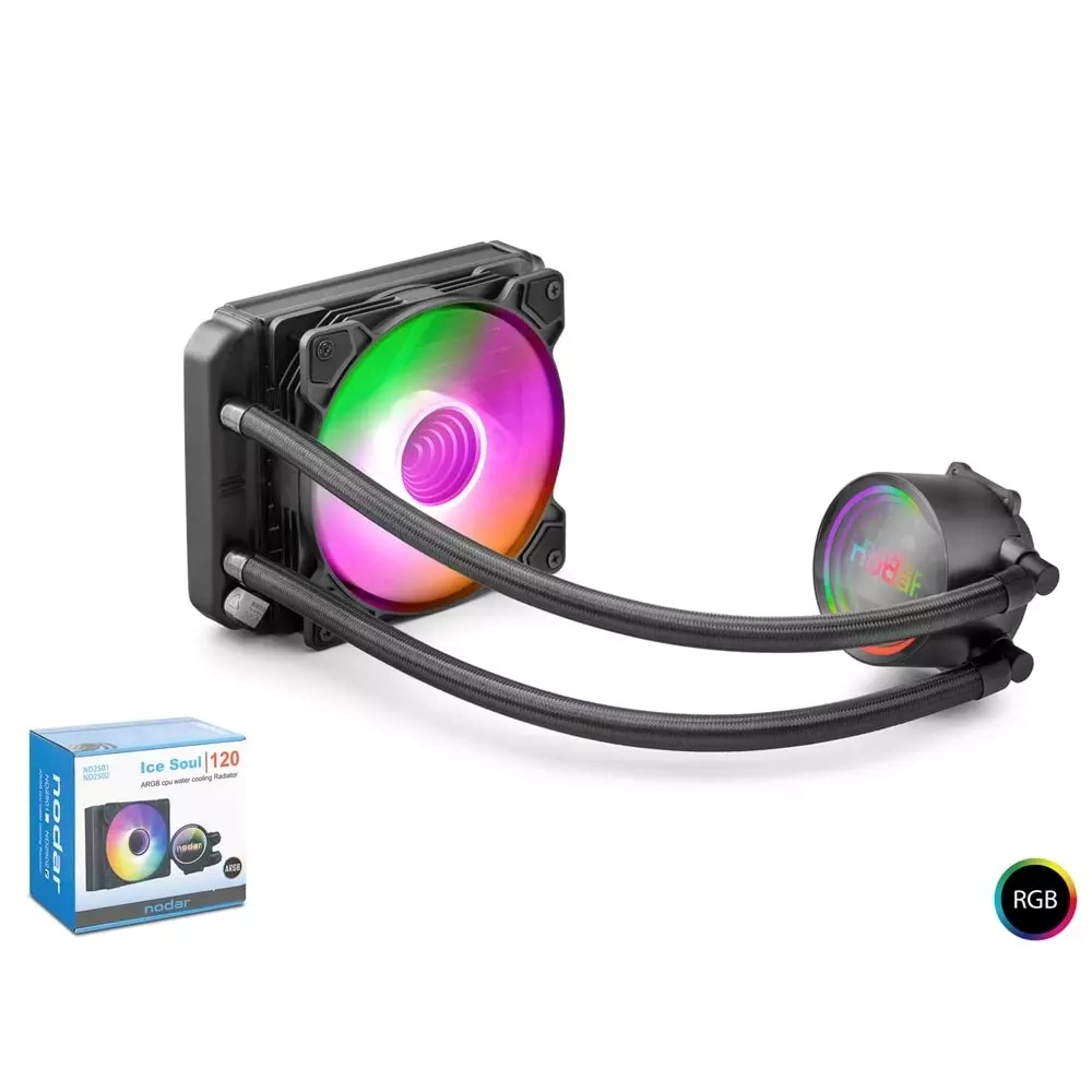 NODAR ND2502 ARGB Sıvı Soğutmalı İşlemci Fanı 120 mm - Siyah