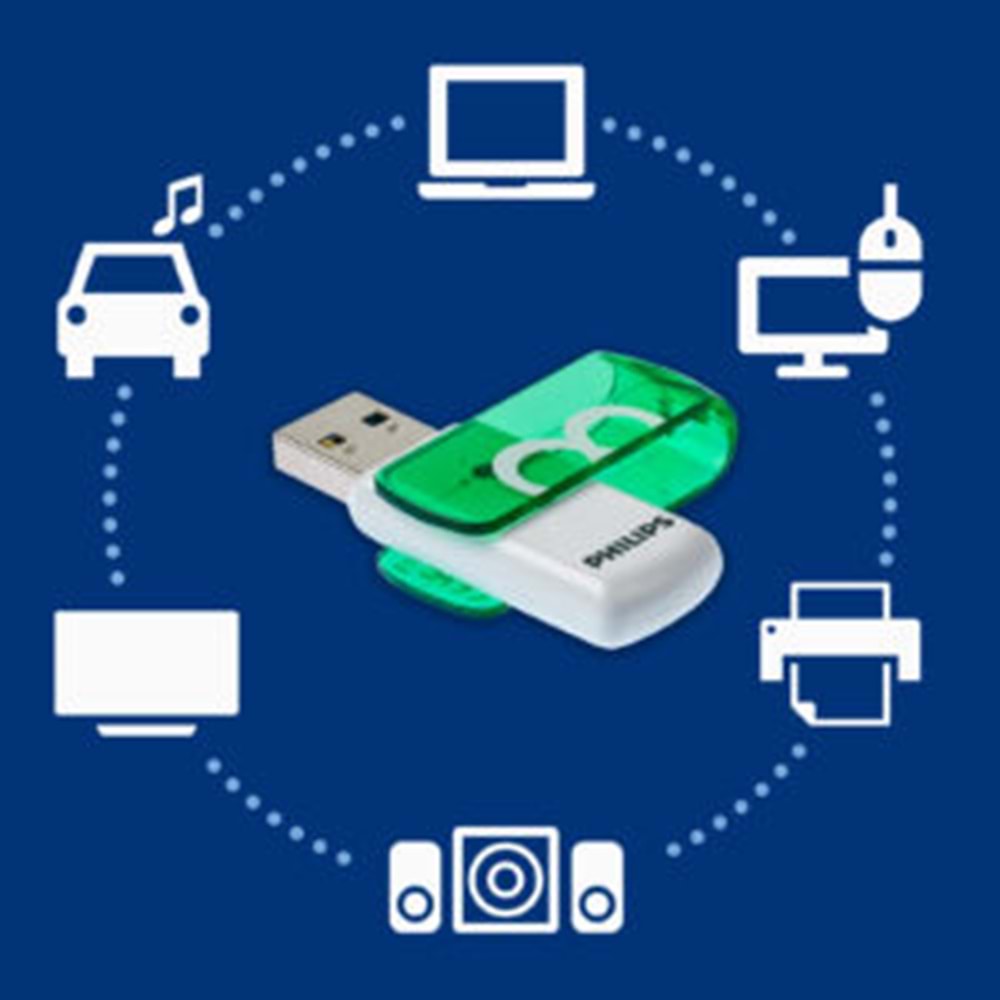 Philips Vivid 8 GB Yüksek Hızlı USB 2.0 Flash Bellek