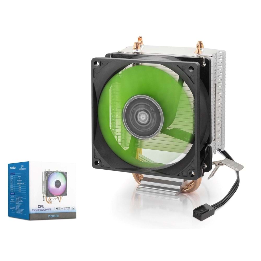 NODAR ND2607 CPU İşlemci Soğutucu 2 Bakır Borulu - Siyah