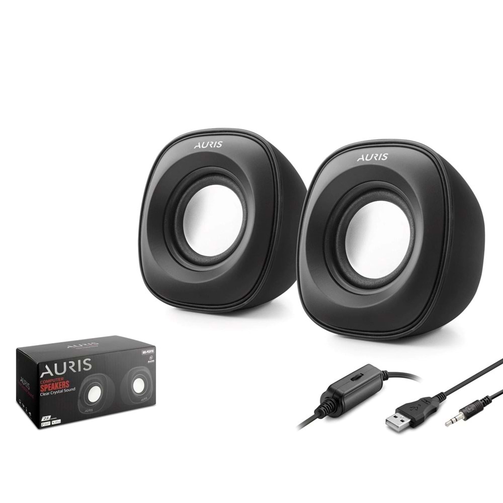 Auris ARS-PCSP20 1+1 Yuvarlak Model Mini USB Hoparlör - Speaker (2*3 Watt)