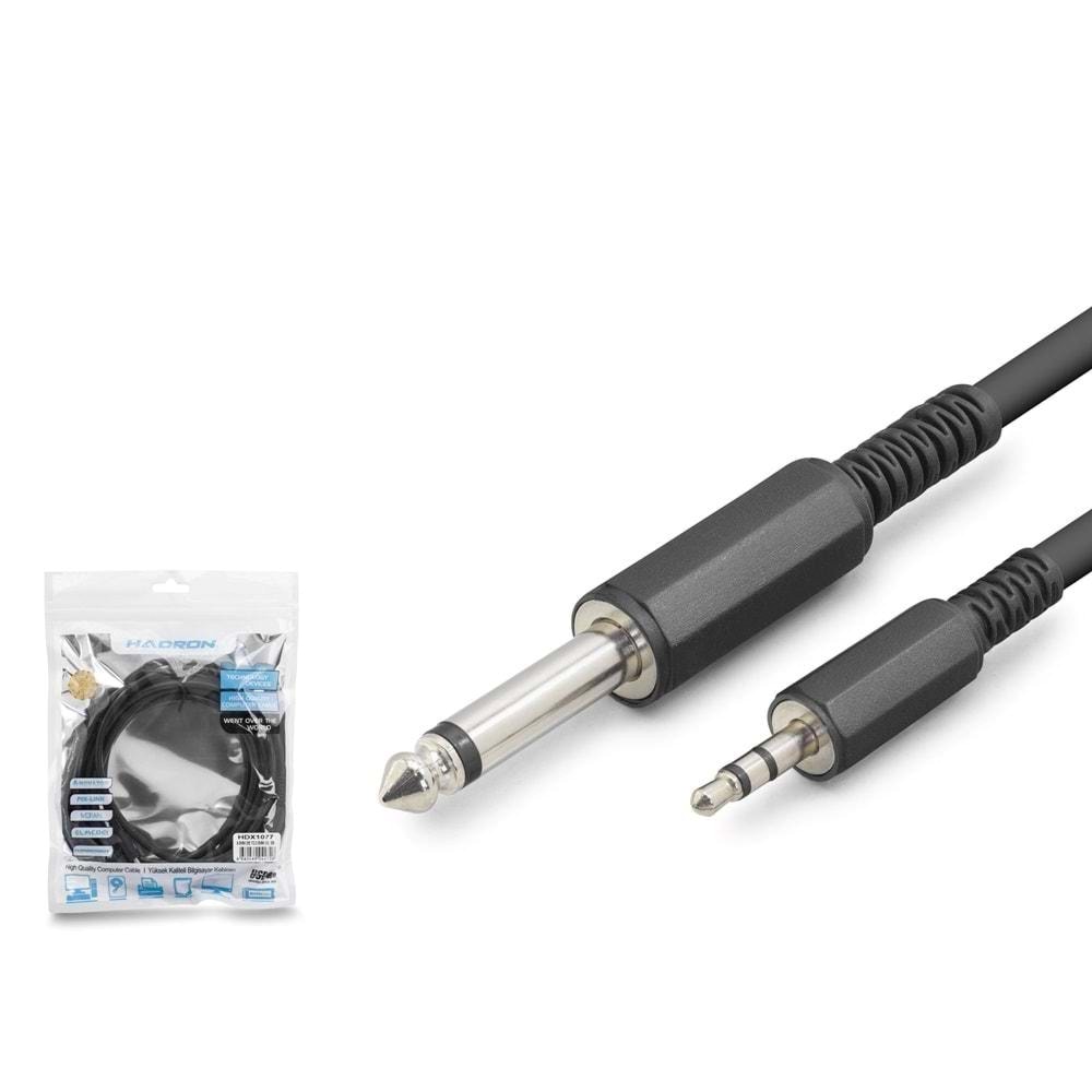 HADRON HDX1077 6.35mm to 3.5mm Gitar Kablosu 3 m - Siyah