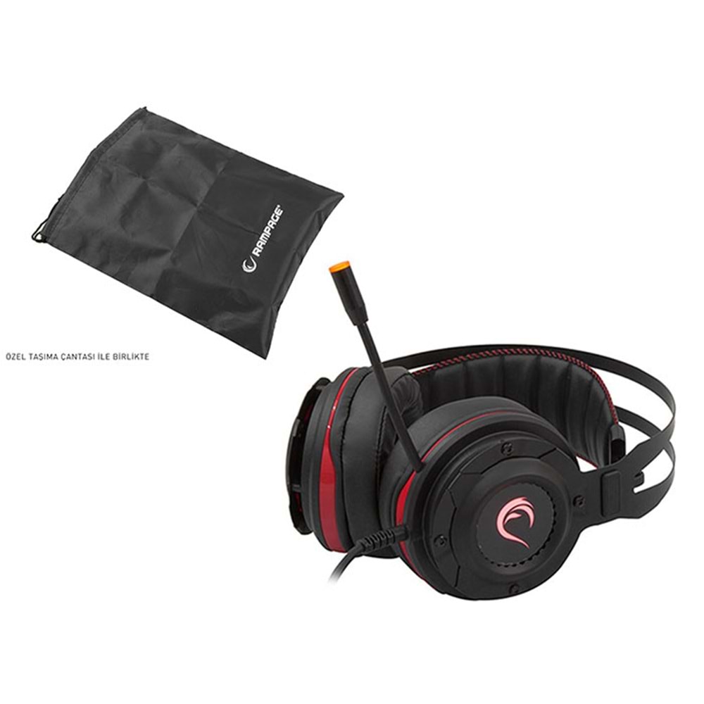 Rampage X-ROGER G16 Siyah 7.1 Surround Sound System Metal Kasa Profesyonel Mikrofonlu Oyuncu Kulaklığı