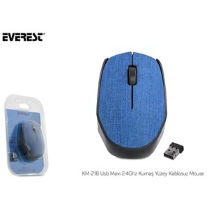 Everest Km-218 Usb Mavi 2.4Ghz Kumaş Yüzey Kablosuz Mouse