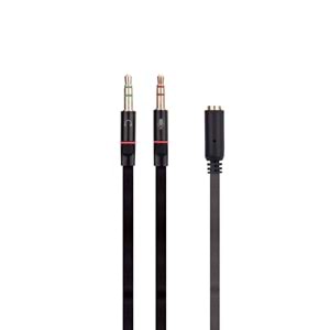 Hytech Hy-X78 Siyah 3.5Mm To Audio + Mic 0.15M Kulaklık Çevirici