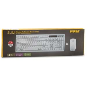 Everest Km-6121 Beyaz Kablosuz Q Slim Klavye + Mouse Set