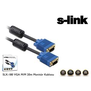 S-link SLX-180 VGA M/M 20m Monitör Kablosu