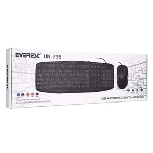 Everest UN-796 Siyah Usb Q Multimedia Klavye + Mouse Set