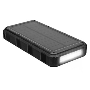 S-link P120 12000mAh PRM 2*USB+Type-C+Micro Led Lamba + 1.2W Solar Panelli Siyah Taşınabilir Pil Şarj Cihazı Powerbank