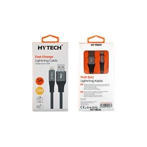 Hytech HY-X310 3A iPhone Lightning 1M, Gri Şarj Kablosu