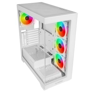 Rampage HYDRA V3 WHITE Temperli Camlı Beyaz 7*12cm RGB Fan ATX Mid-T Exclusive Gaming Oyuncu Kasası