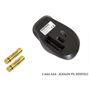 Everest SM-360 Usb Siyah 3D Optik Süper Sessiz Alkalin Pil Kablosuz Mouse