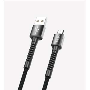 Link Tech K551 Siyah Safe 2.4A Örgülü Metal Başlı Mikro USB Şarj Kablosu