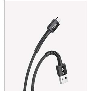 Link Tech K551 Siyah Safe 2.4A Örgülü Metal Başlı Mikro USB Şarj Kablosu