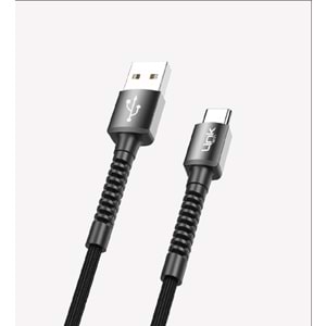 Link Tech K552 Siyah Safe 3A Örgülü Metal Başlı USB Tip-C Şarj Kablosu