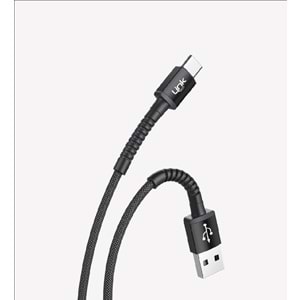 Link Tech K552 Siyah Safe 3A Örgülü Metal Başlı USB Tip-C Şarj Kablosu