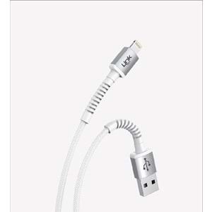 Link Tech K550 Beyaz Safe 3A Örgülü Metal Başlı Lightning