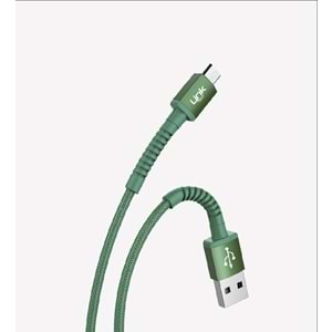 Link Tech K551 Yeşil Safe 2.4A Örgülü Metal Başlı Mikro USB Şarj Kablosu