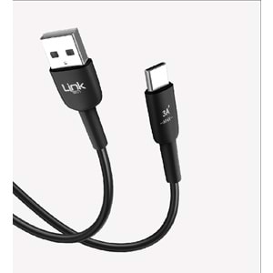 Link Tech K602 Siyah Safe Fast 1m 3A USB-A Tip-C Şarj Kablosu