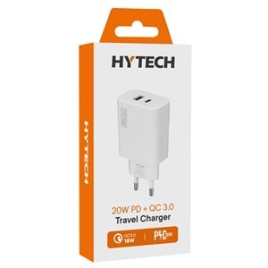 Hytech HY-XE46 Type USB-C 20W PD +USB QC 3.0 Hızlı Ev Şarj Adaptörü