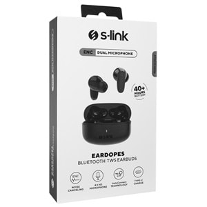 S-link EARDOPES SL-TWS08 Siyah 4 Mikrofonlu Enc Dual Mıc. TWS 50/500mah BT Mikrofonlu Kulaklık