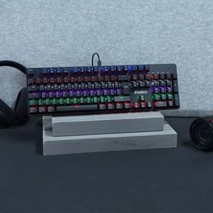 Everest KB-MK1 Lumos Siyah USB Rainbow Aydınlatmalı Red Switch Full Anti-Ghosting Mekanik Gaming Oyuncu Klavye