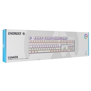 Everest KB-MK1 Lumos Beyaz USB Rainbow Aydınlatmalı Blue Switch Full Anti-Ghosting Mekanik Gaming Oyuncu Klavye