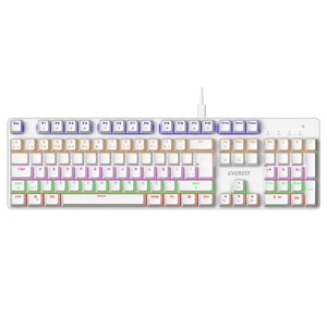 Everest KB-MK1 Lumos Beyaz USB Rainbow Aydınlatmalı Blue Switch Full Anti-Ghosting Mekanik Gaming Oyuncu Klavye
