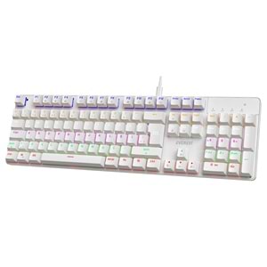Everest KB-MK1 Lumos Beyaz USB Rainbow Aydınlatmalı Blue Switch Full Anti-Ghosting Mekanik Gaming Oyuncu Klavye
