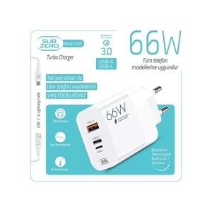 Subzero SG90 66W Usb+PD+Ligtning Girişli Turbo Şarj Aleti