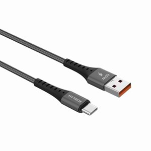 Hytech HY-X431 1M 3A Type-C Örgülü Koyu Gri Data + Şarj Kablosu
