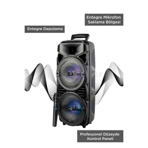 KTS-2411 Kablosuz Mikrofonlu 5.0 Bluetooth Hoparlör Fm Radyo Speaker