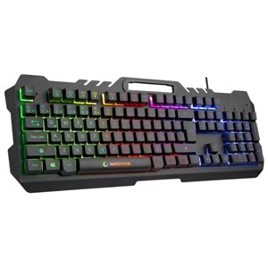 Rampage FITMENT KM-GX7 Gökkuşağı Aydınlatmalı Siyah USB Gaming Combo Mouse + Mousepad + Kulaklık Q Gaming Klavye +