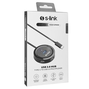 S-link SW-U340 4 Port Usb 3.0 Gri Type-C Hub