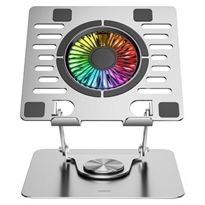 Addison AD-RC35 360 Derece Dönebilen Fanlı RGB Işıklı Ayarlanabilir Metal Laptop Stand