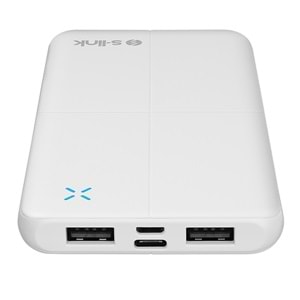 S-link IP-G12N 10000mAh Micro+Usb+ Type-C Giriş+Çıkış Beyaz. Taşınabilir Pil Şarj Cihazı Powerbank