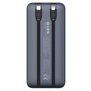S-link IP-DS40 4 Adet 10000mAH Powerbank li Dahili Kablolu 15W Kablosuz Şarj Siyah Taşınabilir Şarj İstasyonu