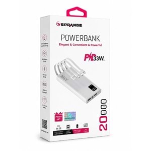 SPRANGE SR-P29 20.000 mAh 33W Hızlı Şarj Powerbank