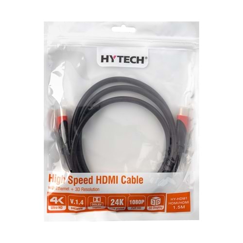 Hytech Hy-Hdm1 Hdmı To Hdmı 1.5M Altın Uçlu 24K 1.4 Ver. 3D Kablosu