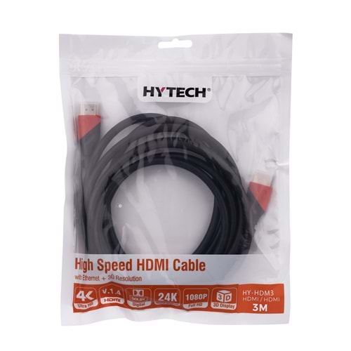 Hytech Hy-Hdm3 Hdmı To Hdmı 3M Altın Uçlu 24K 1.4 Ver. 3D Kablosu