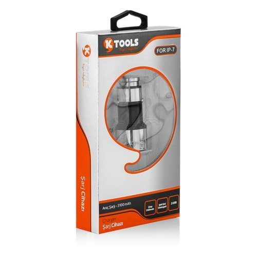 Ktools Araç Şarjı Iphone 3.1 Mah 2Usb Siyah