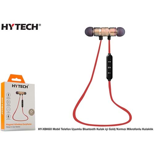 Hytech HY-XBK60 Bluetooth Kulaklık Gold-Kırmızı