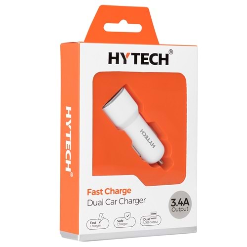 Hytech HY-X40 3.4A Hızlı Şarj 2 USB Beyaz Araç Şarj Cihazı