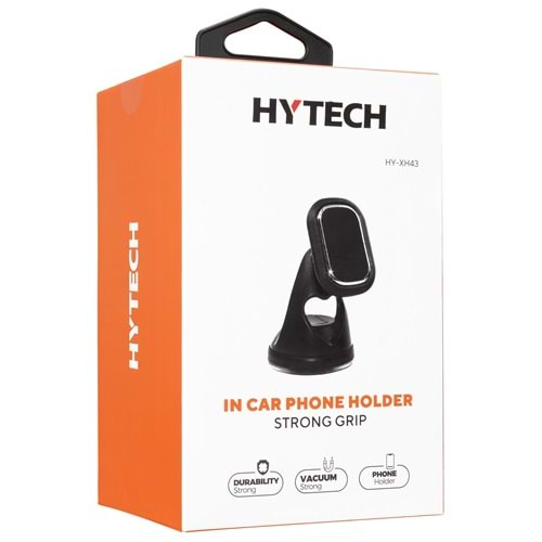 HYTECH HY-XH43 Universal Ayarlanabilir Vantuz + Izgara aparatlı Siyah Mıknatıslı Araç Telefon Tutucu