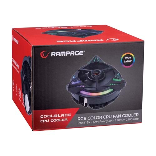Rampage RM-C03 COOLBLADE Rainbow 43CFM 12cm Fan Intel LGA1700/AMD AM5 Uyumlu Hava Soğutmalı CPU Fan