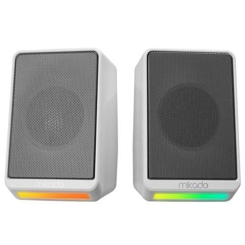 Mikado MD-178 2.0 3W*2 Beyaz RGB Aydınlatmalı USB + 3.5mm USB 5V Speaker Hoparlör