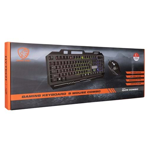 Hytech HKM-X86 QUIN Siyah Usb Gökkuşağı Zemin Aydınlatmalı Gaming Oyuncu Klavye + Mouse Set