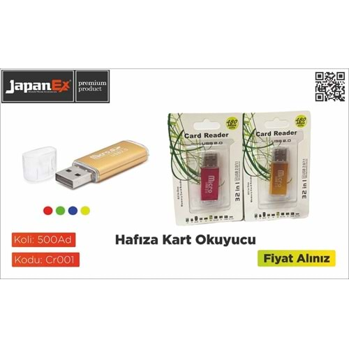 Japanex Cr-001 2.0 USB CARD READER MICRO SD ÇOK RENKLİ